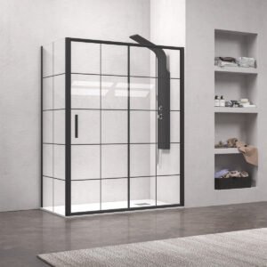 Καμπίνα από τοίχο σε τοίχο με frame κρύσταλλο EFE 400 Black KARAG 110x190cm
