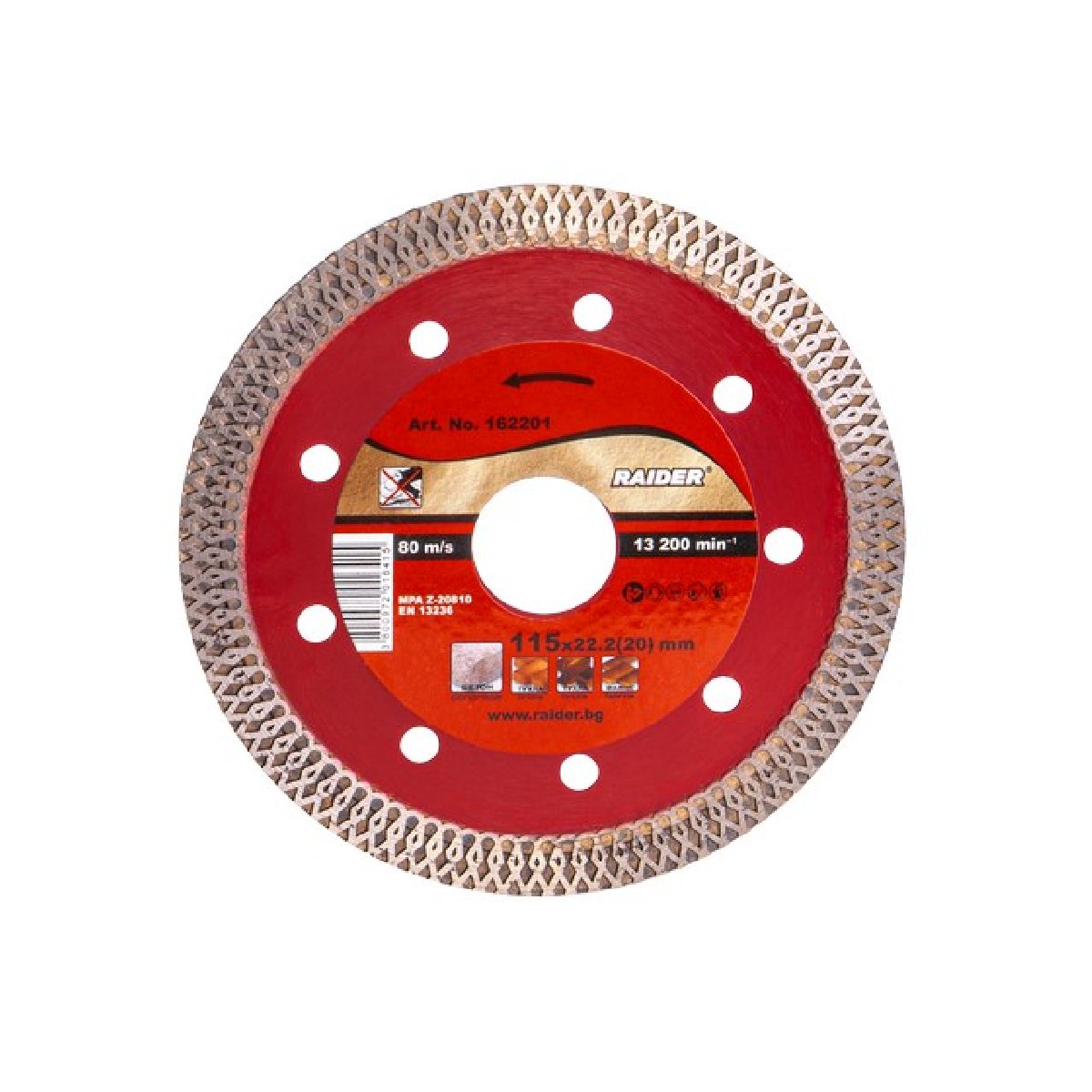 RAIDER Δίσκος κοπής διαμαντέ Turbo Super Thin (Gres) 115x2mm 162201