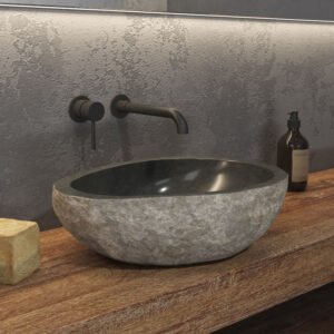 Νιπτήρας επικαθήμενος πέτρινος RIVER Grey KARAG Ø40-45x15cm