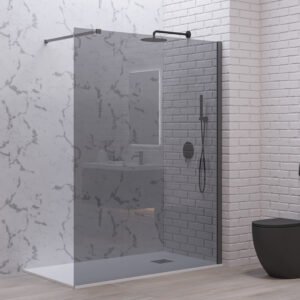 Σταθερό διαχωριστικό ντουζιέρας με fume κρύσταλλο WALKIN 1 Gun Metal KARAG 90x200cm