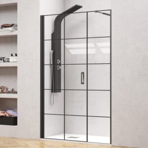 Καμπίνα από τοίχο σε τοίχο με frame κρύσταλλο NERO 5 PORTA Black KARAG 124x200cm (40cm σταθερό)