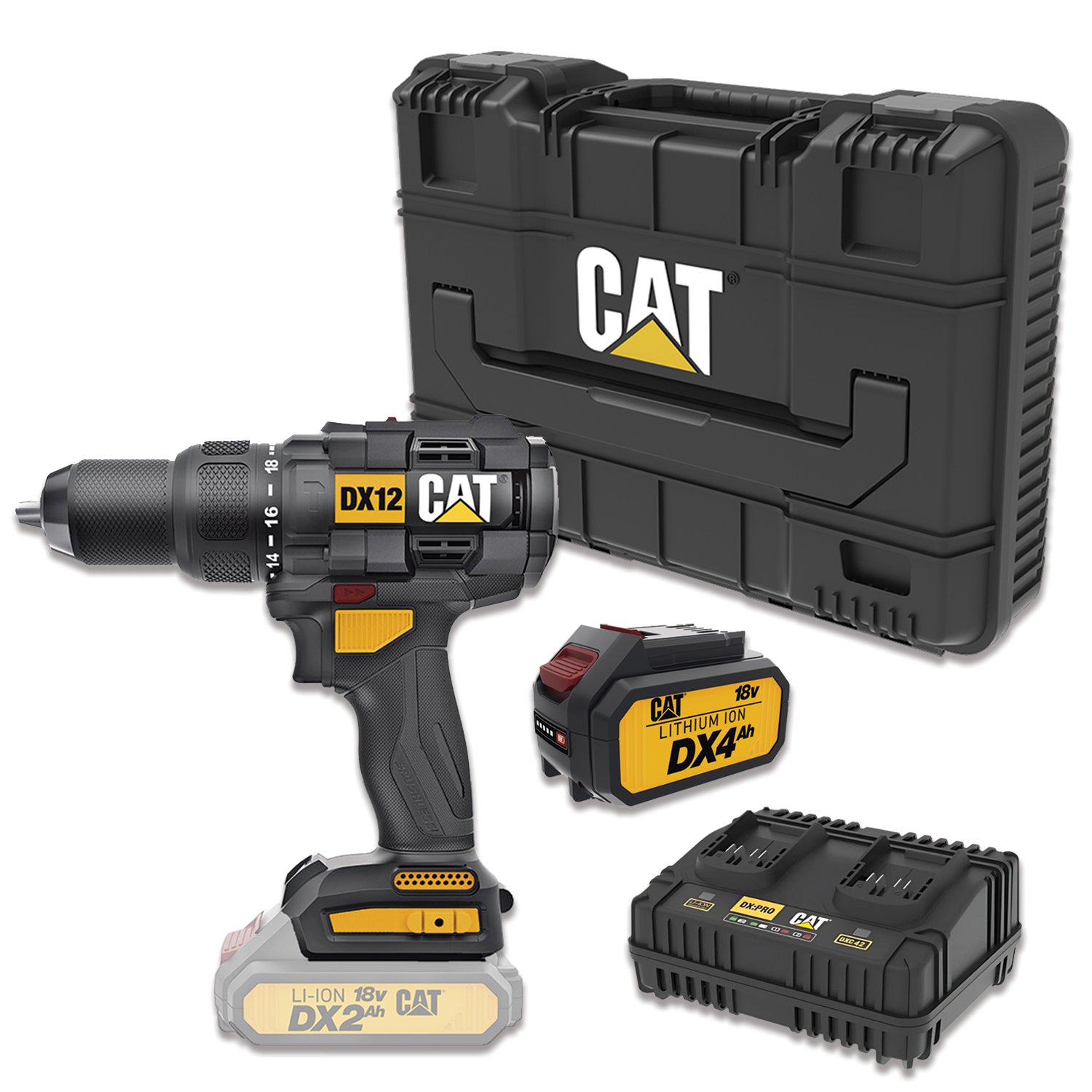 CAT Combo-17 Δραπανοκατσάβιδο κρουστικό DX12B σε κασετίνα + δώρο μπαταρία 4.0ah DXB4 + -30% διπλό φορτιστή DXC42