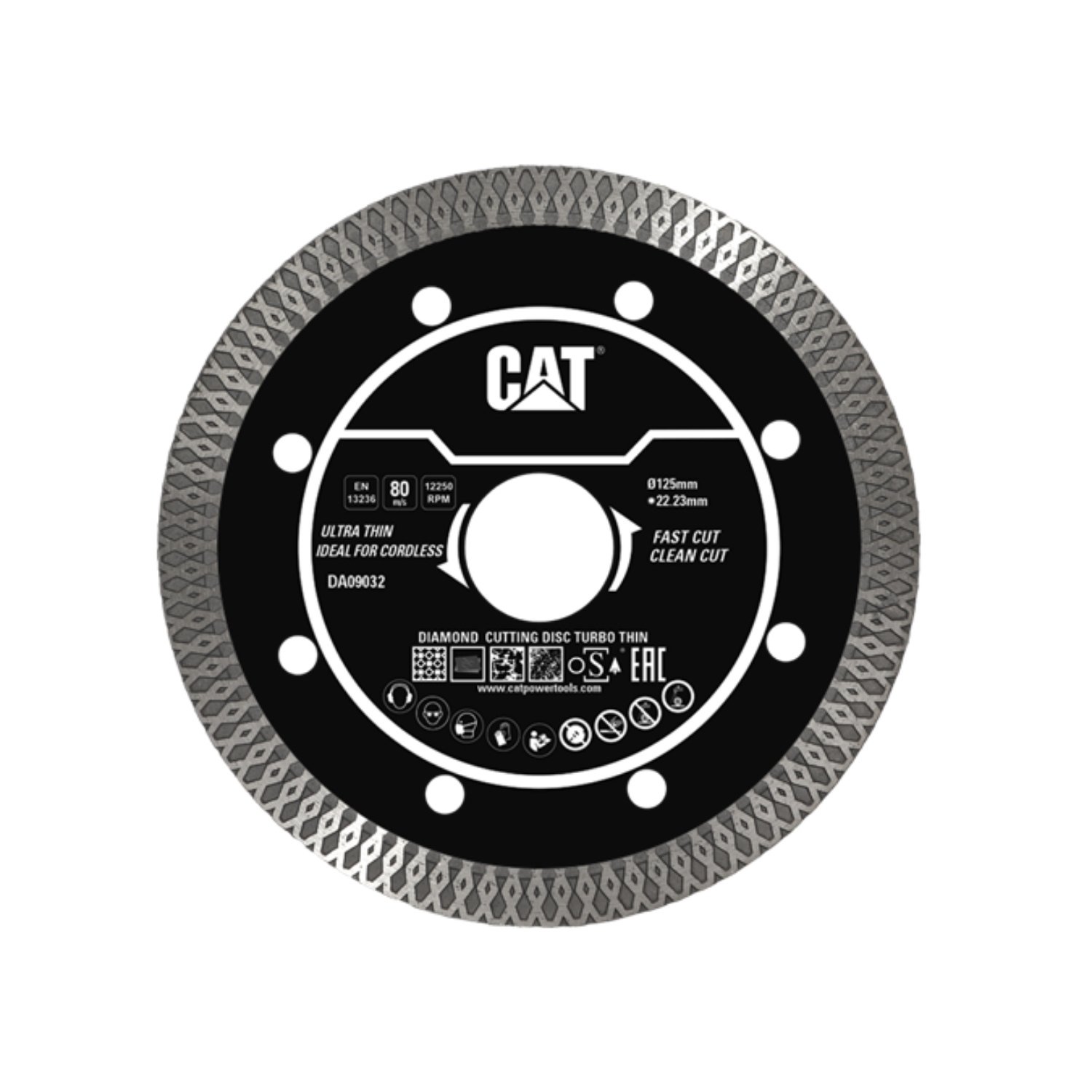 CAT Δίσκος κοπής διαμαντέ Turbo Super Thin (Gres) με δαχτυλίδι 125x22.23x1.4mm DA09032-1
