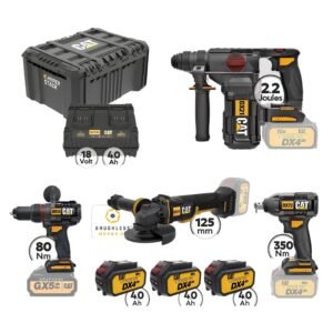 CAT Combo-21 Γωνιακός DX314B, Δράπανο DX13B, Μπουλονόκλειδο DX72B, Σκαπτικό DX21B, Εργαλειοθήκη DA41003