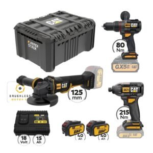 CAT Combo-23 Γωνιακός DX314B, Δράπανο DX13B, Κατσαβίδι DX71B, Εργαλειοθήκη DA41003